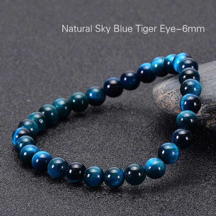 Pulsera de confianza con varias Buddha Stones y ojo de tigre - Ojo de tigre azul (circunferencia de la muñeca: 14-16 cm) - 6 mm - image 46