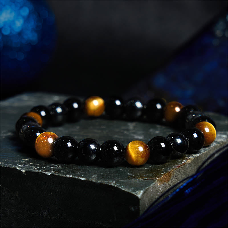 Pulsera de confianza con varias Buddha Stones y ojo de tigre