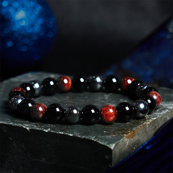 Pulsera de confianza con varias Buddha Stones y ojo de tigre