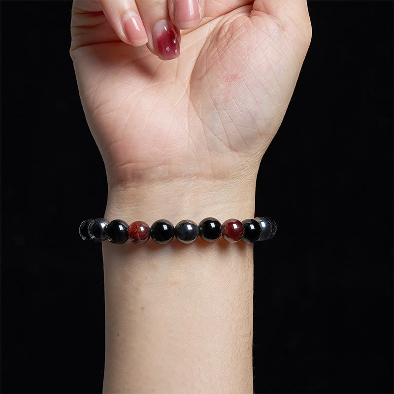 Pulsera de confianza con varias Buddha Stones y ojo de tigre