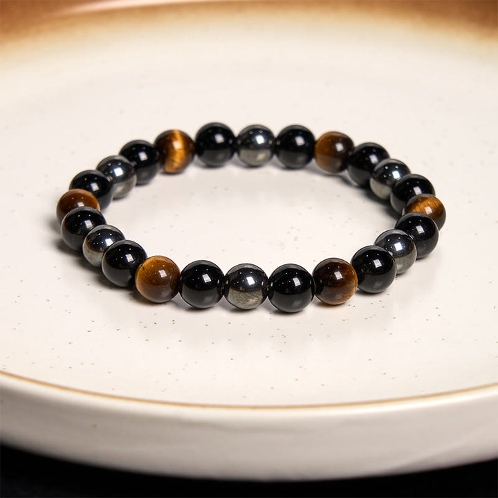 Pulsera de confianza con varias Buddha Stones y ojo de tigre