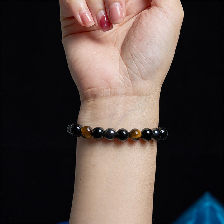 Pulsera de confianza con varias Buddha Stones y ojo de tigre
