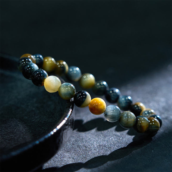 Pulsera de confianza con varias Buddha Stones y ojo de tigre