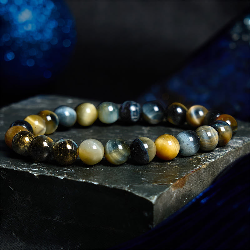 Pulsera de confianza con varias Buddha Stones y ojo de tigre
