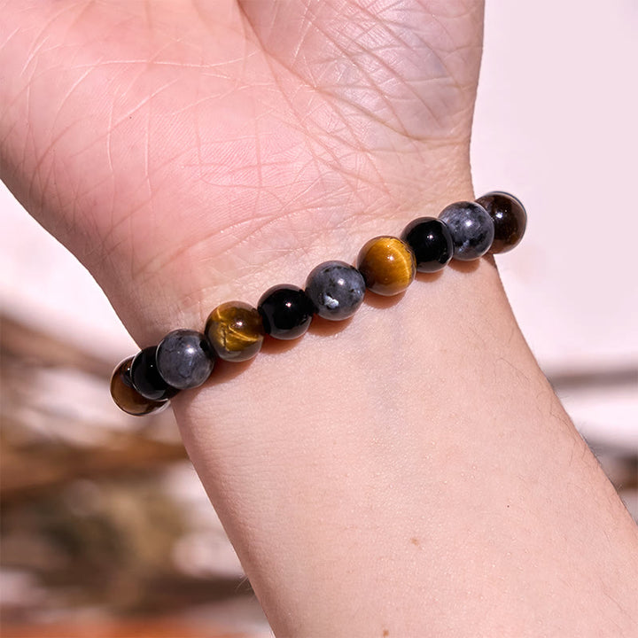 Pulsera de confianza con varias Buddha Stones y ojo de tigre