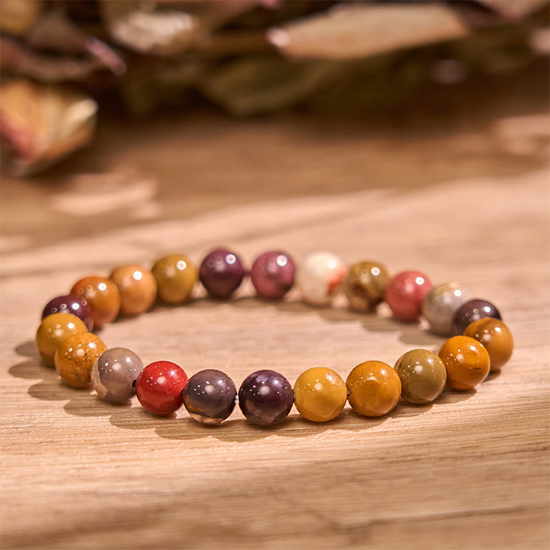 Pulsera de la calma con piedra de Buda, varios cristales, malaquita, lazurita, lapislázuli y hemimorfita. - Mookaite (circunferencia de la muñeca: 14-16 cm) - image 24