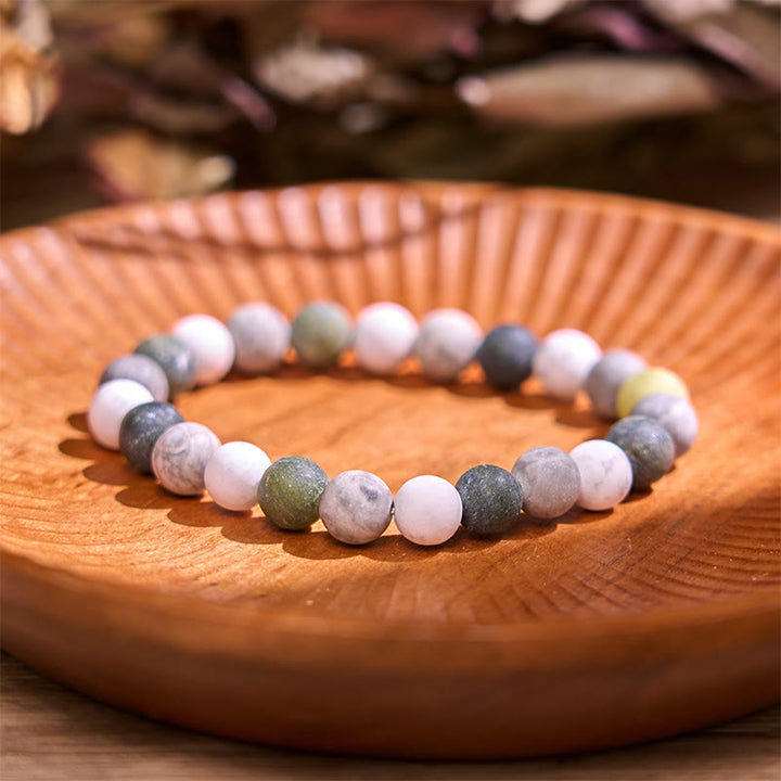 Pulsera de la calma con piedra de Buda, varios cristales, malaquita, lazurita, lapislázuli y hemimorfita. - Calcita verde (circunferencia de la muñeca: 14-16 cm) - image 45