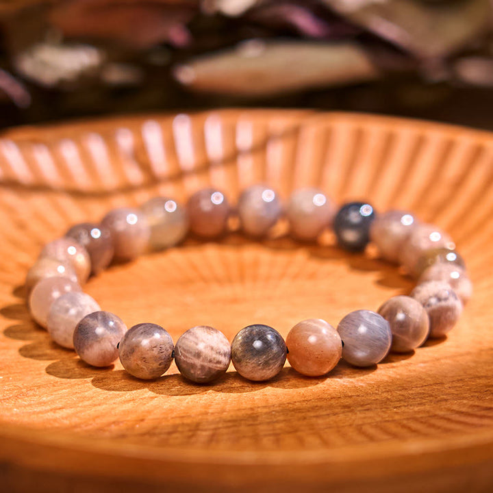 Pulsera de la calma con piedra de Buda, varios cristales, malaquita, lazurita, lapislázuli y hemimorfita. - Piedra lunar negra (circunferencia de la muñeca: 14-16 cm) - image 48