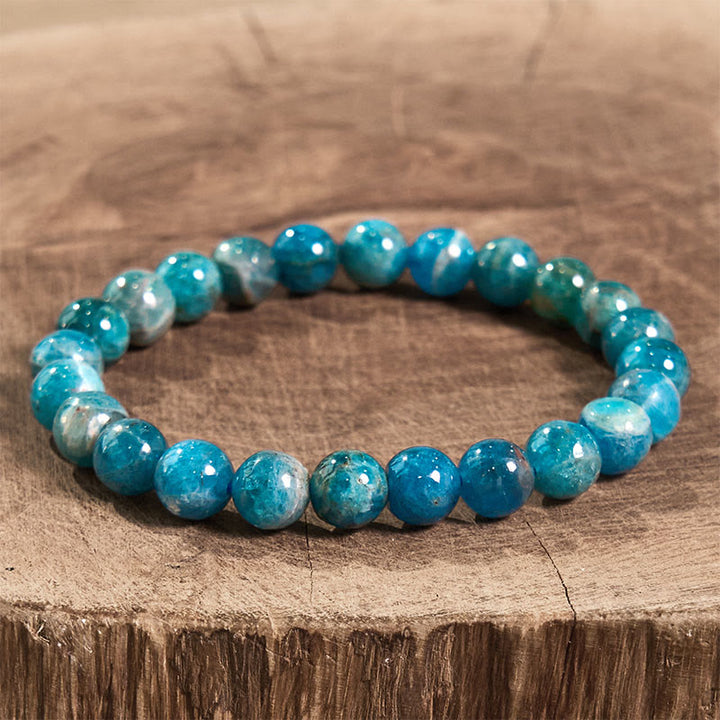 Pulsera de la calma con piedra de Buda, varios cristales, malaquita, lazurita, lapislázuli y hemimorfita. - Apatita clara (circunferencia de la muñeca: 14-16 cm) - image 101