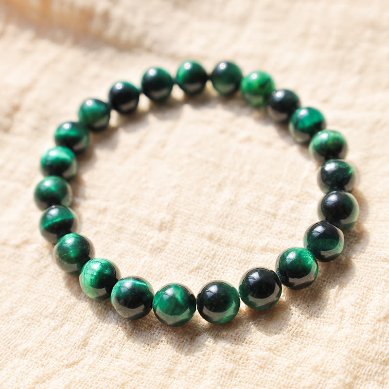 Pulsera de la calma con piedra de Buda, varios cristales, malaquita, lazurita y hemimorfita - Ojo de tigre verde oscuro (circunferencia de la muñeca: 14-16 cm) - image 125