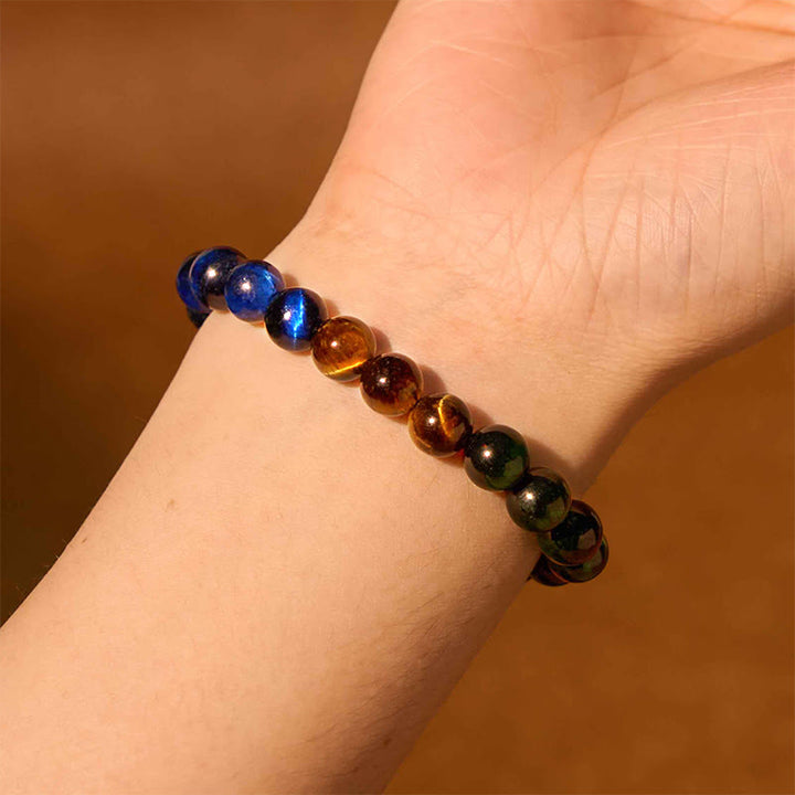 Pulsera de la calma con piedra de Buda, varios cristales, malaquita, lazurita y hemimorfita