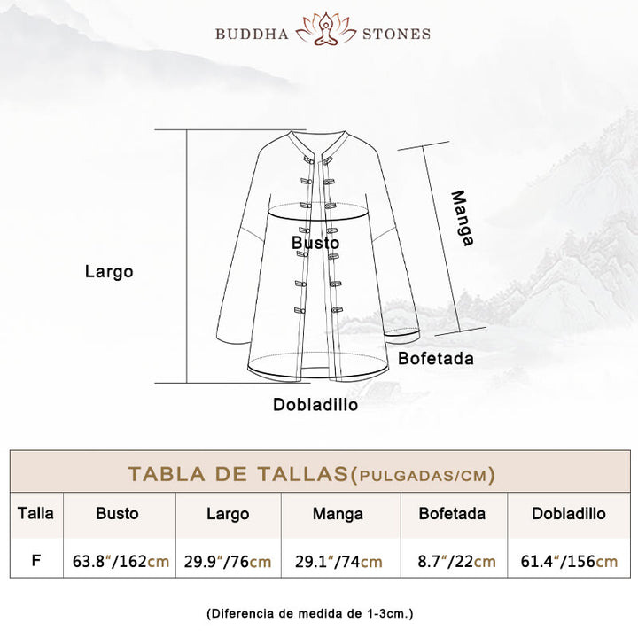 Chaqueta con frente abierto de meditación Zen de manga larga con botón de rana y teñido anudado de Buddha Stones
