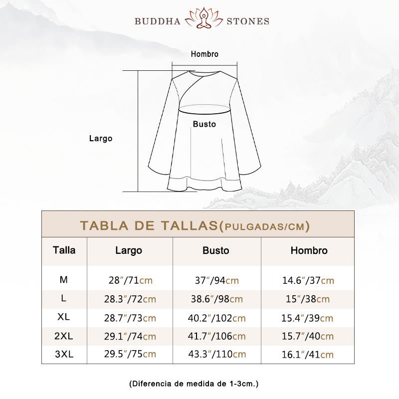 Conjunto de ropa de lino y algodón para mujer, camisa de manga larga de tres cuartos, pantalones de pierna ancha, 2 uds., Buddha Stones - image 5