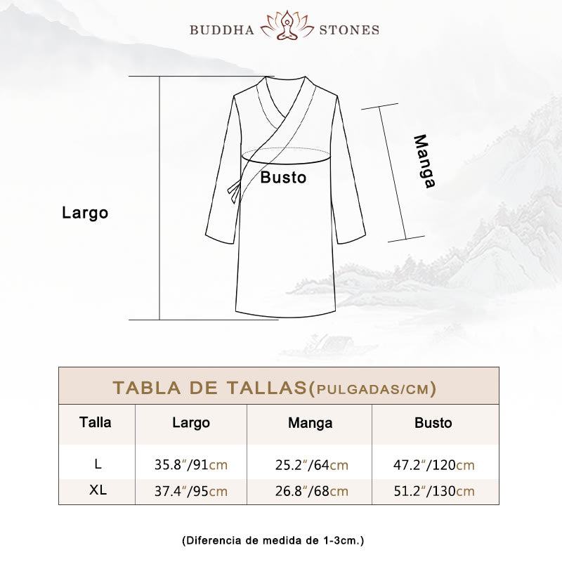 Buddha Stones 2 Piezas Camiseta de Manga Larga con Cuello en V de Hombre Pantalones Conjunto de Ropa de Meditación Zen Tai Chi de Algodón y Lino - image 6