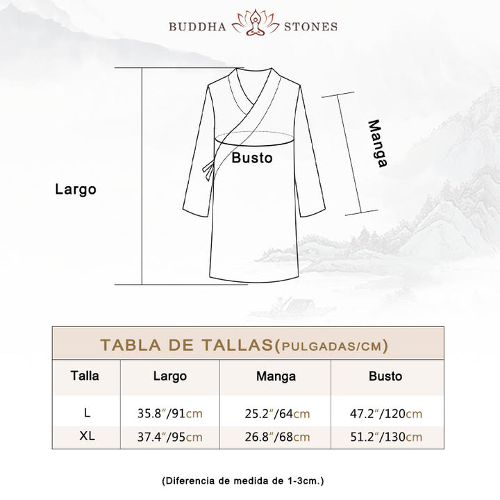 Buddha Stones 2 Piezas Camiseta de Manga Larga con Cuello en V de Hombre Pantalones Conjunto de Ropa de Meditación Zen Tai Chi de Algodón y Lino - image 6