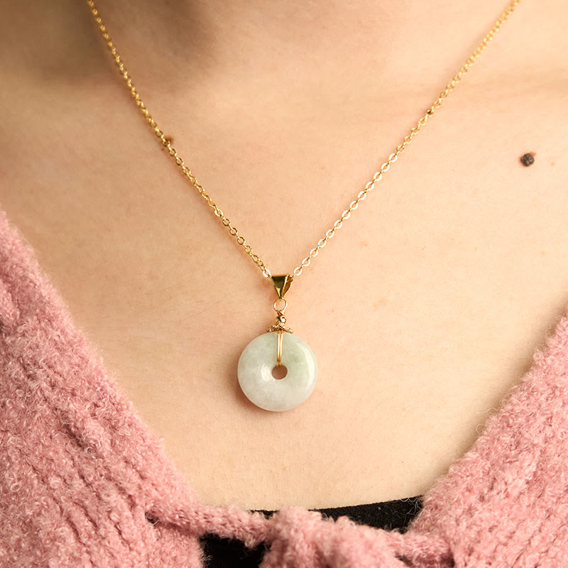 Collar con hebilla de paz de jade y Buddha Stones , colgante de suerte
