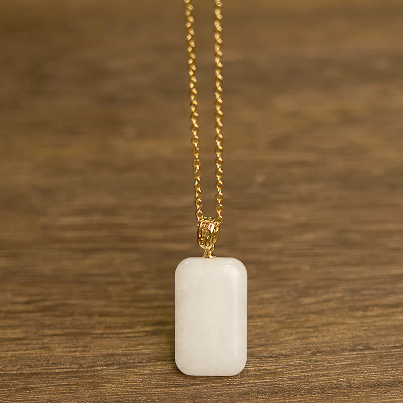 Colgante de collar de prosperidad de plata y jade hetiano con piedras de Buddha Stones
