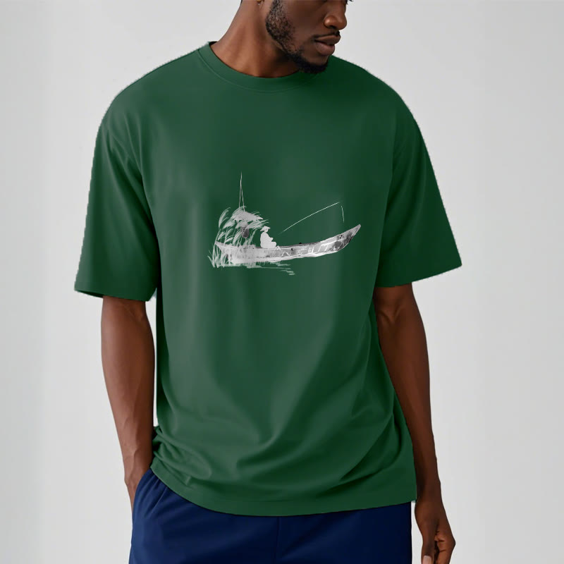 Camiseta de algodón con estampado de hierba y barco de pesca con Buddha Stones - image 3