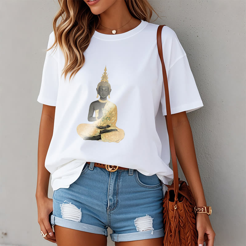 Camiseta de algodón con estampado de Buddha Stones de Buda - image 8