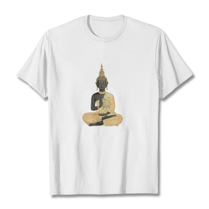 Camiseta de algodón con estampado de Buddha Stones de Buda - Blanco - 2XL - image 6