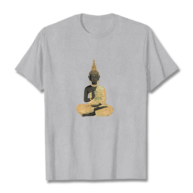 Camiseta de algodón con estampado de Buddha Stones de Buda - Gris claro - 2XL - image 15
