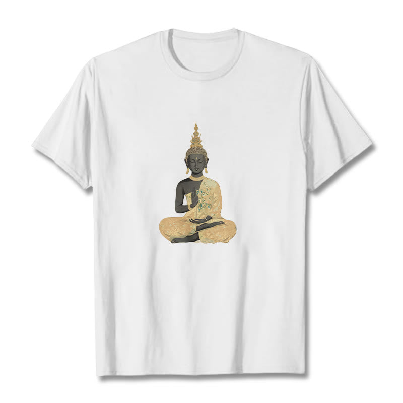 Camiseta de algodón con estampado de Buddha Stones de Buda - Blanco - 2XL - image 5