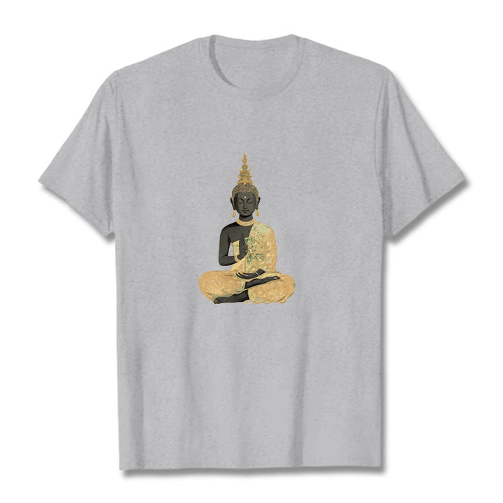 Camiseta de algodón con estampado de Buddha Stones de Buda - Gris claro - 2XL - image 14