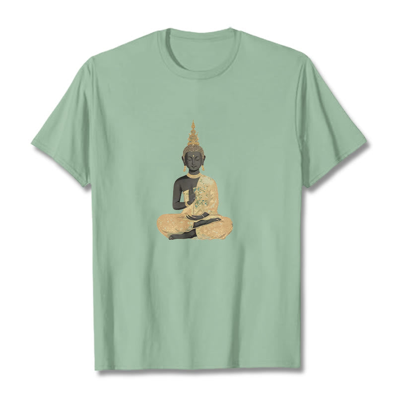 Camiseta de algodón con estampado de Buddha Stones de Buda - Verde pálido - 2XL - image 17