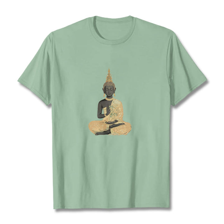 Camiseta de algodón con estampado de Buddha Stones de Buda - Verde pálido - 2XL - image 17