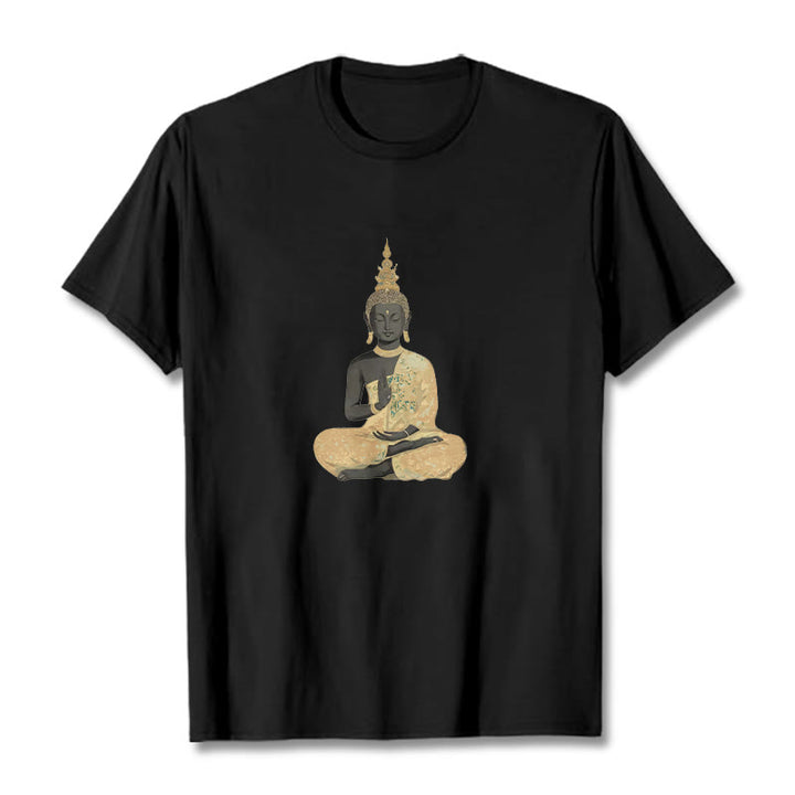 Camiseta de algodón con estampado de Buddha Stones de Buda - Negro - 2XL - image 10