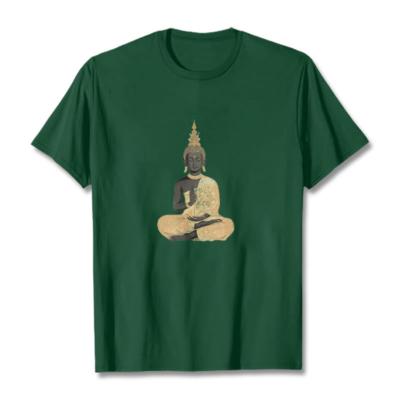 Camiseta de algodón con estampado de Buddha Stones de Buda - Verde bosque - 2XL - image 3