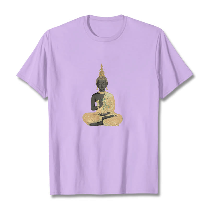 Camiseta de algodón con estampado de Buddha Stones de Buda - Ciruela - 2XL - image 9
