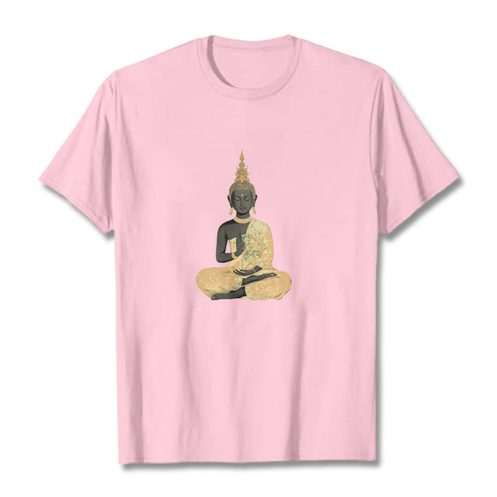 Camiseta de algodón con estampado de Buddha Stones de Buda - Rosa claro - 2XL - image 19