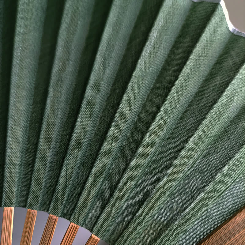 Abanico plegable de bambú de mano con forma de concha de color sólido retro con Buddha Stones