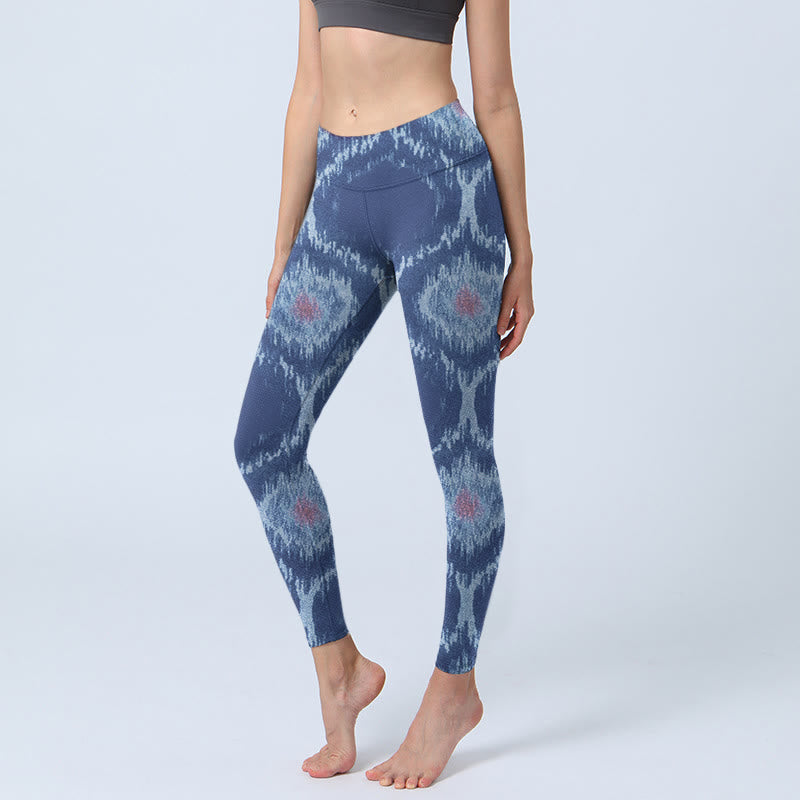 Leggings de yoga para mujer con diseño en azul marino y blanco de Buddha Stones - Marina de guerra - US18，UK/AU22，EU50 (4XL) - image 0