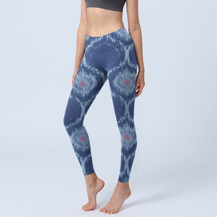 Leggings de yoga para mujer con diseño en azul marino y blanco de Buddha Stones - Marina de guerra - US18，UK/AU22，EU50 (4XL) - image 0