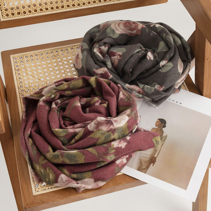 Chal tibetano con Buddha Stones, rosa de jardín, bufanda de viaje acogedora para otoño e invierno - image 1