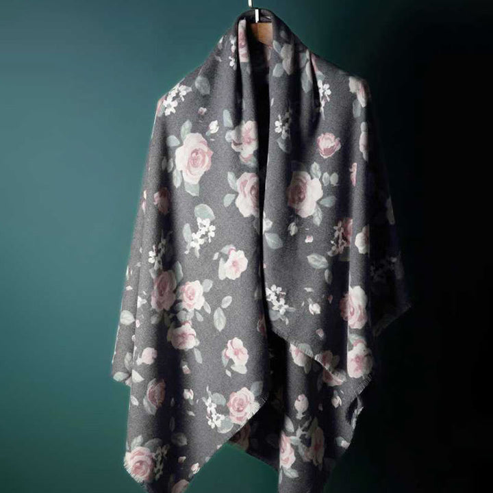 Chal tibetano con Buddha Stones, rosa de jardín, bufanda de viaje acogedora para otoño e invierno - image 16