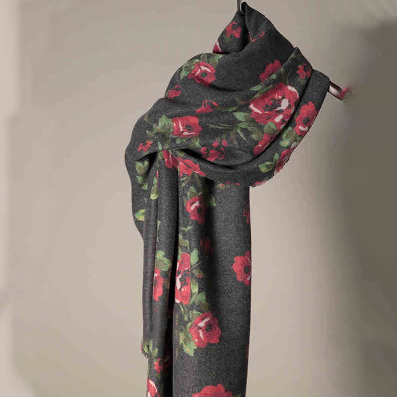 Chal de jardín con flores de rosas tibetanas y Buddha Stones, bufanda acogedora para otoño e invierno  - image 7