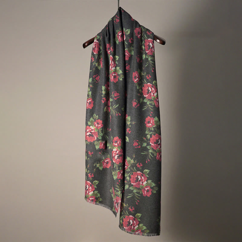 Chal de jardín con flores de rosas tibetanas y Buddha Stones, bufanda acogedora para otoño e invierno  - image 5