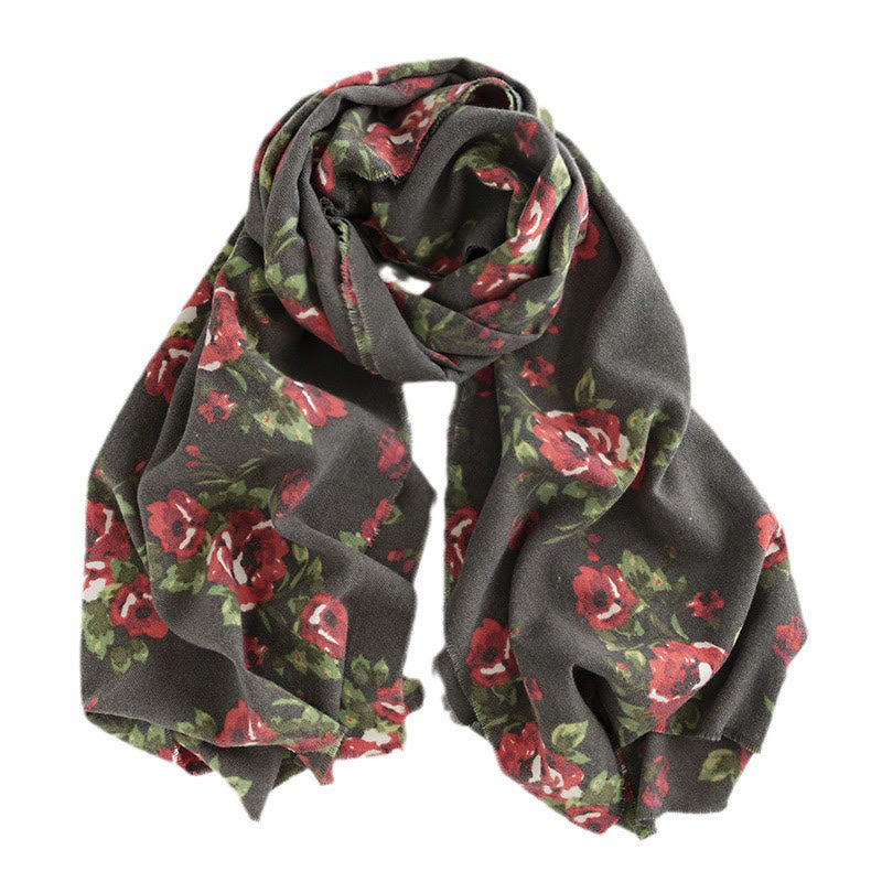 Chal de jardín con flores de rosas tibetanas y Buddha Stones, bufanda acogedora para otoño e invierno  - image 21