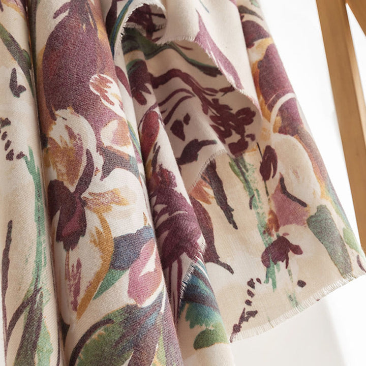 Chal con estampado de flores coloridas y dulces tibetanas con Buddha Stones para otoño e invierno, bufanda suave