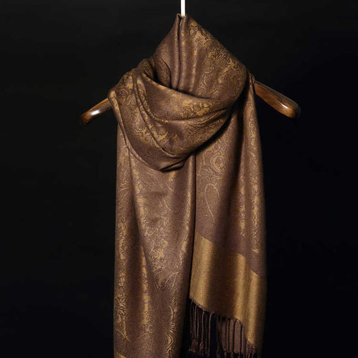 Chal tibetano de jacquard de anacardo con borlas y Buddha Stones , ideal para primavera, otoño e invierno. Bufanda cálida y acogedora. - image 1