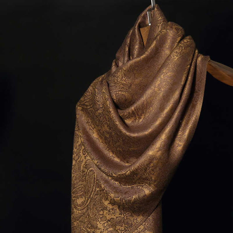 Chal tibetano de jacquard de anacardo con borlas y Buddha Stones , ideal para primavera, otoño e invierno. Bufanda cálida y acogedora. - image 0