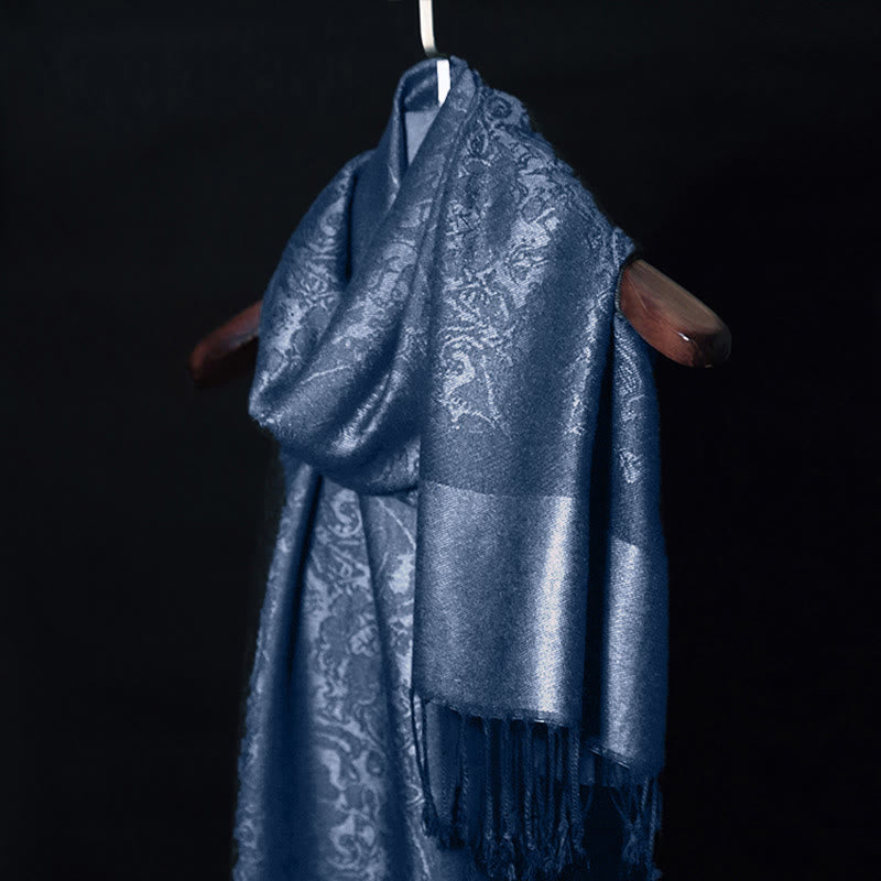 Chal tibetano de jacquard de anacardo con borlas y Buddha Stones , ideal para primavera, otoño e invierno. Bufanda cálida y acogedora. - image 8