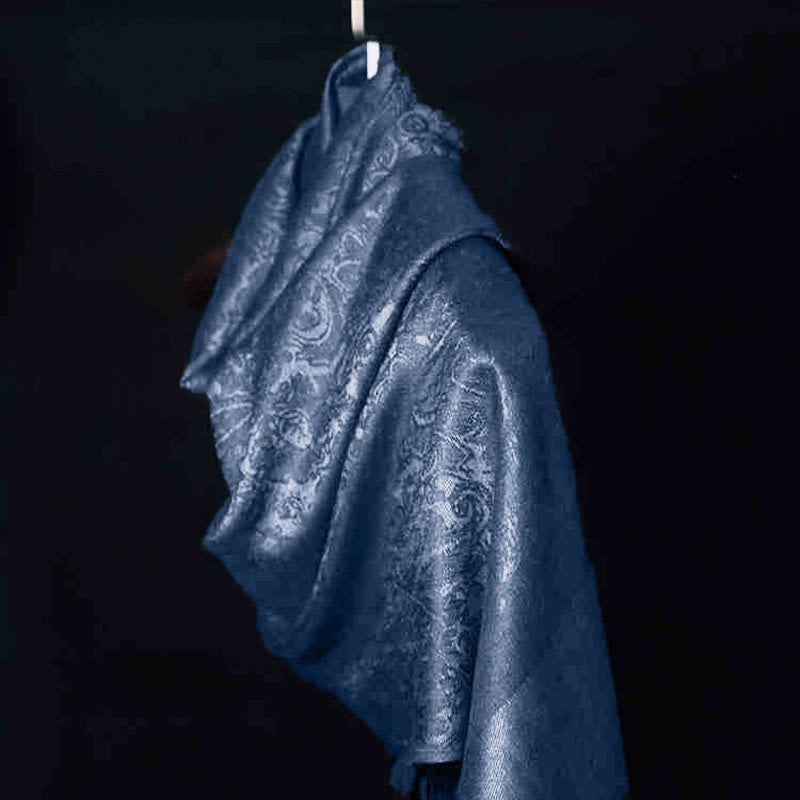Chal tibetano de jacquard de anacardo con borlas y Buddha Stones , ideal para primavera, otoño e invierno. Bufanda cálida y acogedora. - image 9
