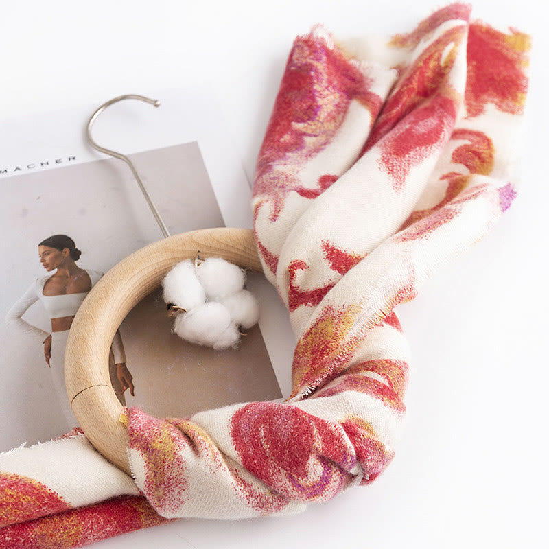 Chal con estampado de flores rojas tibetanas y Buddha Stones para otoño e invierno, suave y cálido - image 4