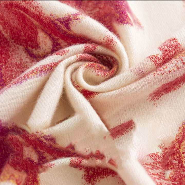 Chal con estampado de flores rojas tibetanas y Buddha Stones para otoño e invierno, suave y cálido - image 12