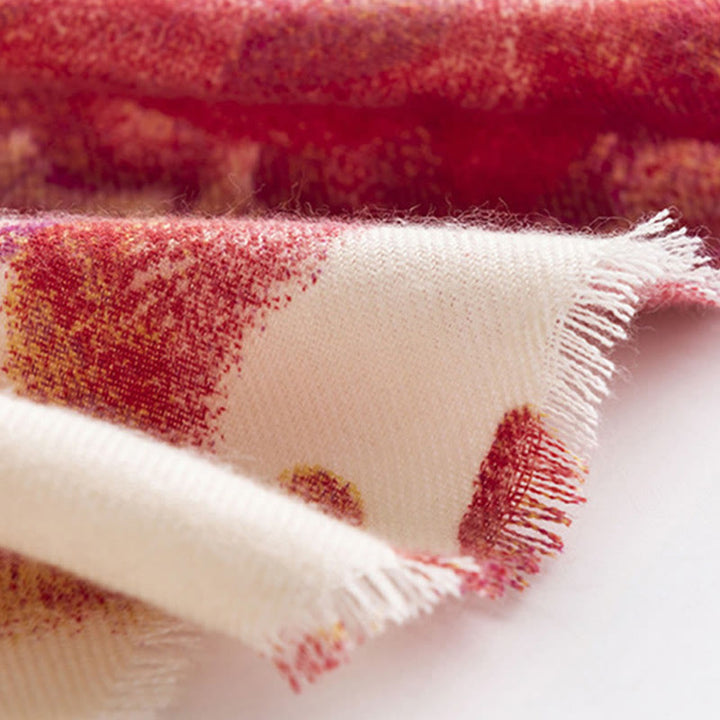 Chal con estampado de flores rojas tibetanas y Buddha Stones para otoño e invierno, suave y cálido - image 16