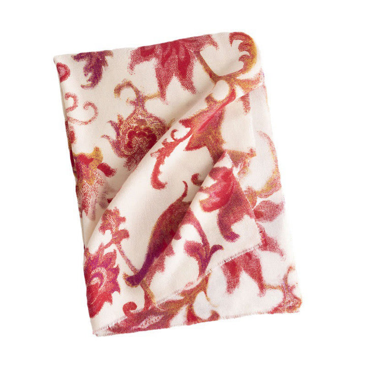 Chal con estampado de flores rojas tibetanas y Buddha Stones para otoño e invierno, suave y cálido